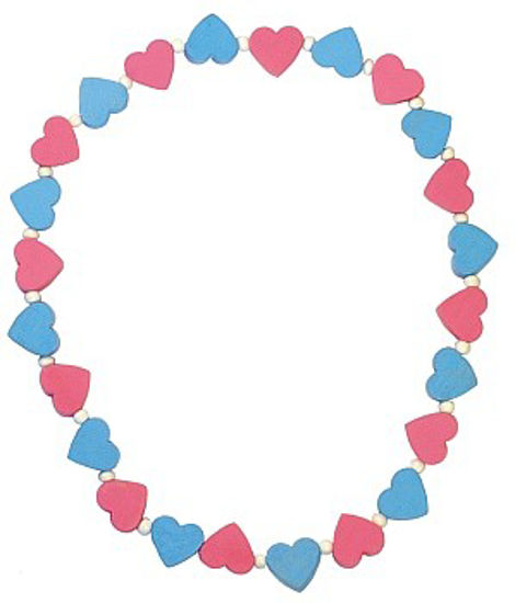 Obrázek z Dětský náhrdelník s růžovými a modrými srdíčky 