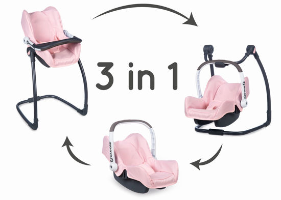 Obrázek z 3v1 Autosedačka a židlička MC&Q pro panenky světle růžová 