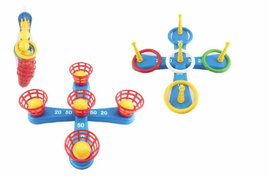 Obrázek z Házecí hra plast kříž s kruhy + košíčky s míčky 
