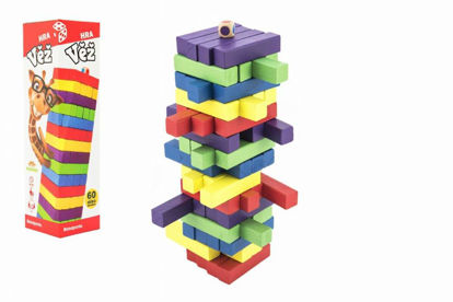 Obrázek Hra věž dřevěná - 60ks barevných dílků
