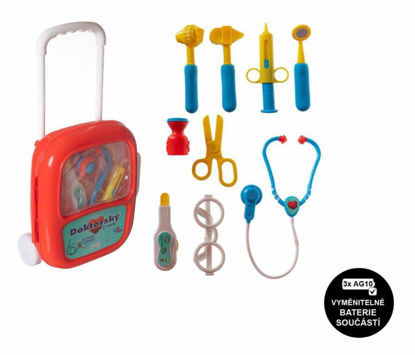 Obrázek Sada doktor/lékař plast se stetoskopem v plastovém kufříku na kolečkách